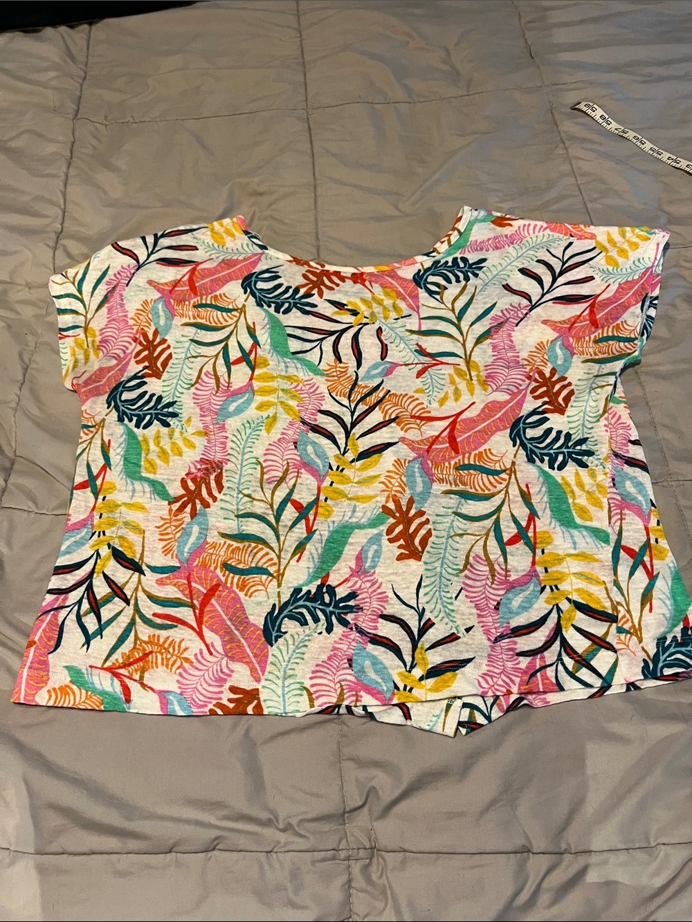 Cynthia Rowley Top 100% Linen Tropical Leaf Print size M